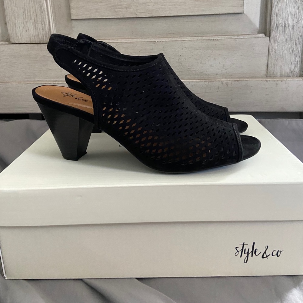 Black Peep Toe Heels
